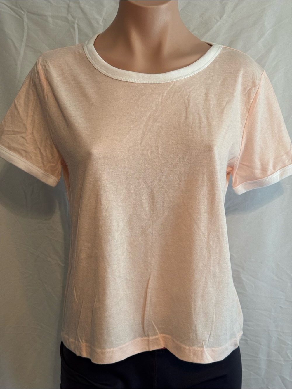 Divided Pale Pink Ringer Tee with White Trim - Short Sleeve